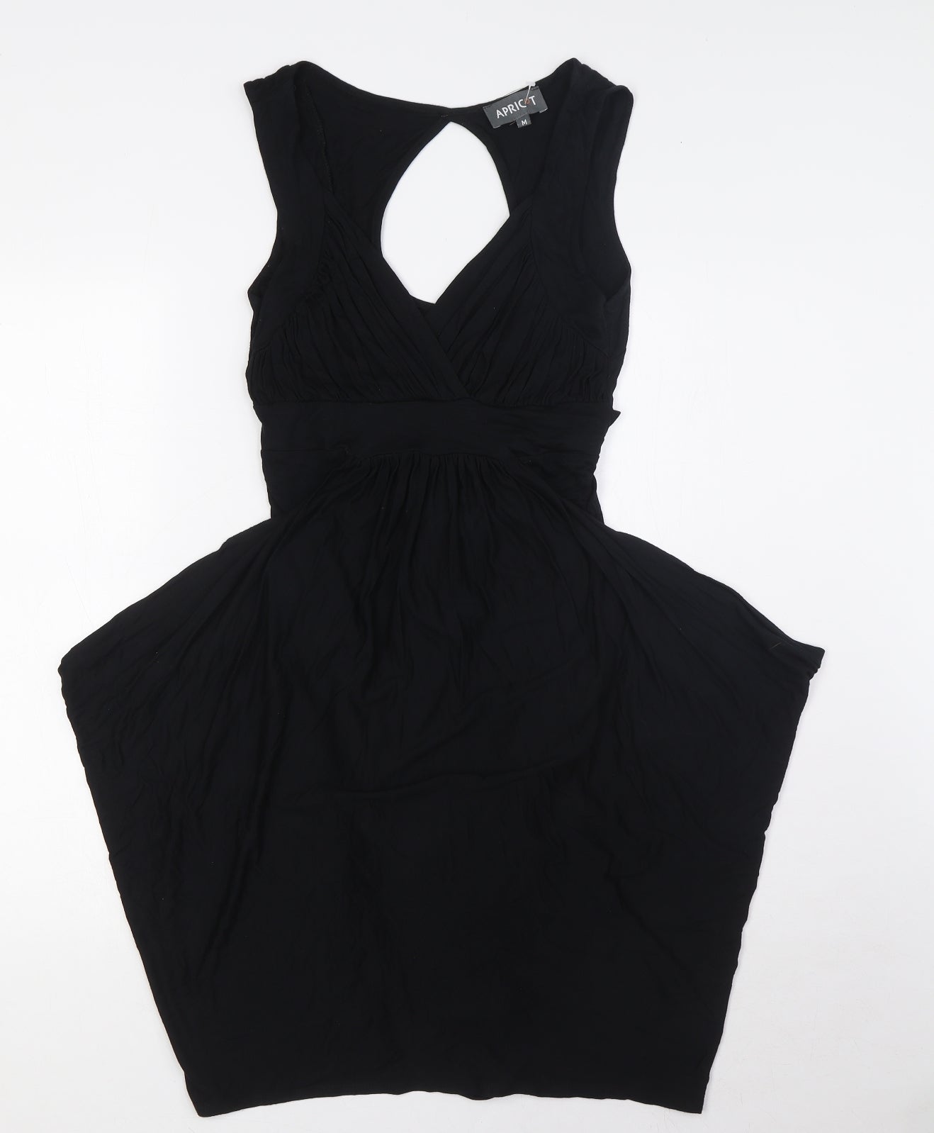 Apricot Womens Black Polyester A-Line Size M V-Neck Pullover - Key Hole Back