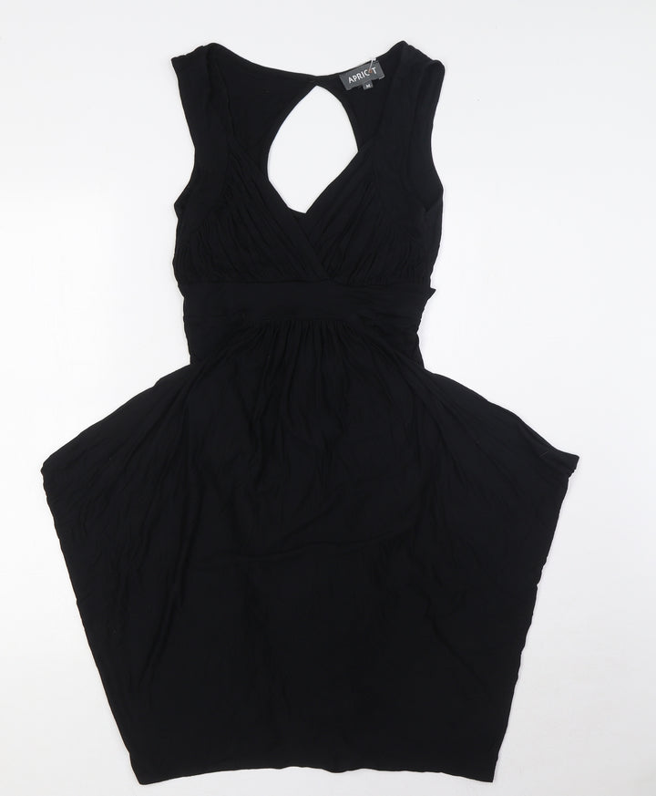 Apricot Womens Black Polyester A-Line Size M V-Neck Pullover - Key Hole Back