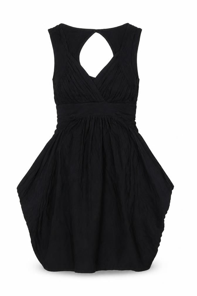 Front view of Apricot women’s black polyester a-line, size M, v-neck pullover - key hole back