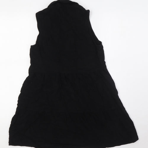 Stradivarius Womens Black Polyester A-Line Size S Collared Button