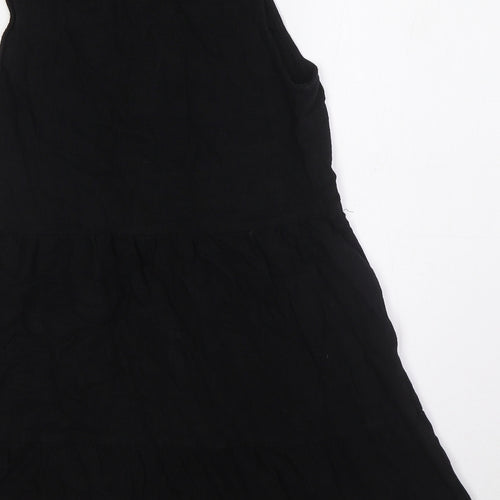 Stradivarius Womens Black Polyester A-Line Size S Collared Button