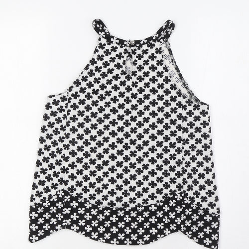 River Island Girls Black Polyester Basic Tank Size 11-12 Years Round Neck Button - Monochrome