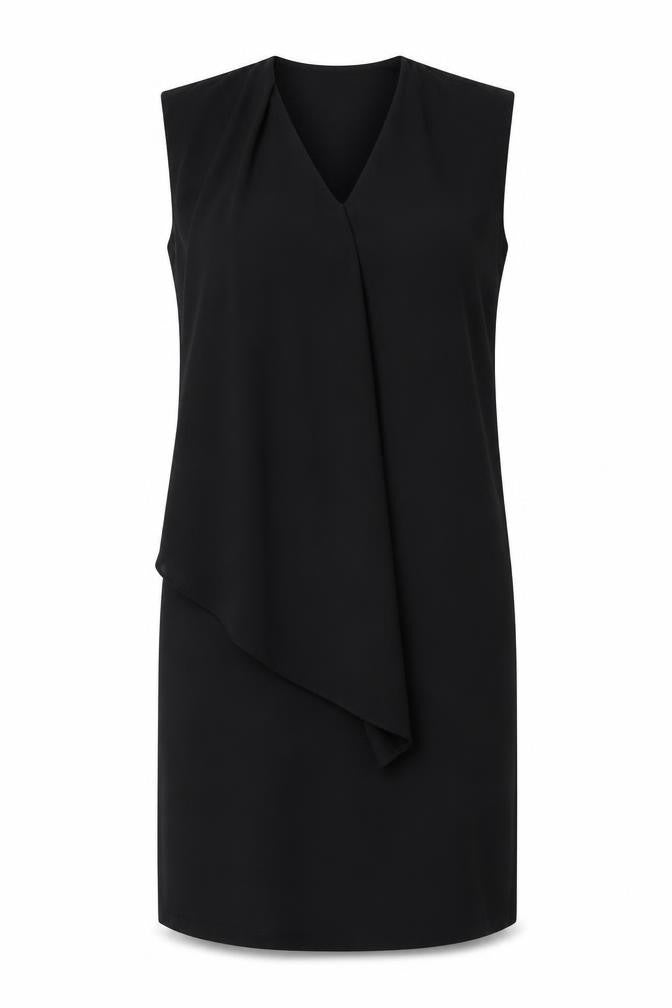 Front view of ASOS women’s black polyester a-line, size UK 10, v-neck pullover - layered