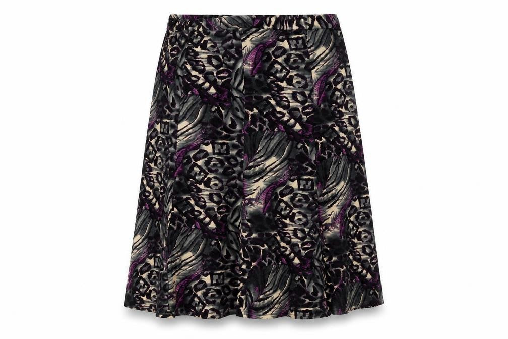 Front view of Afibel women’s multicoloured polyester a-line skirt, size UK 16