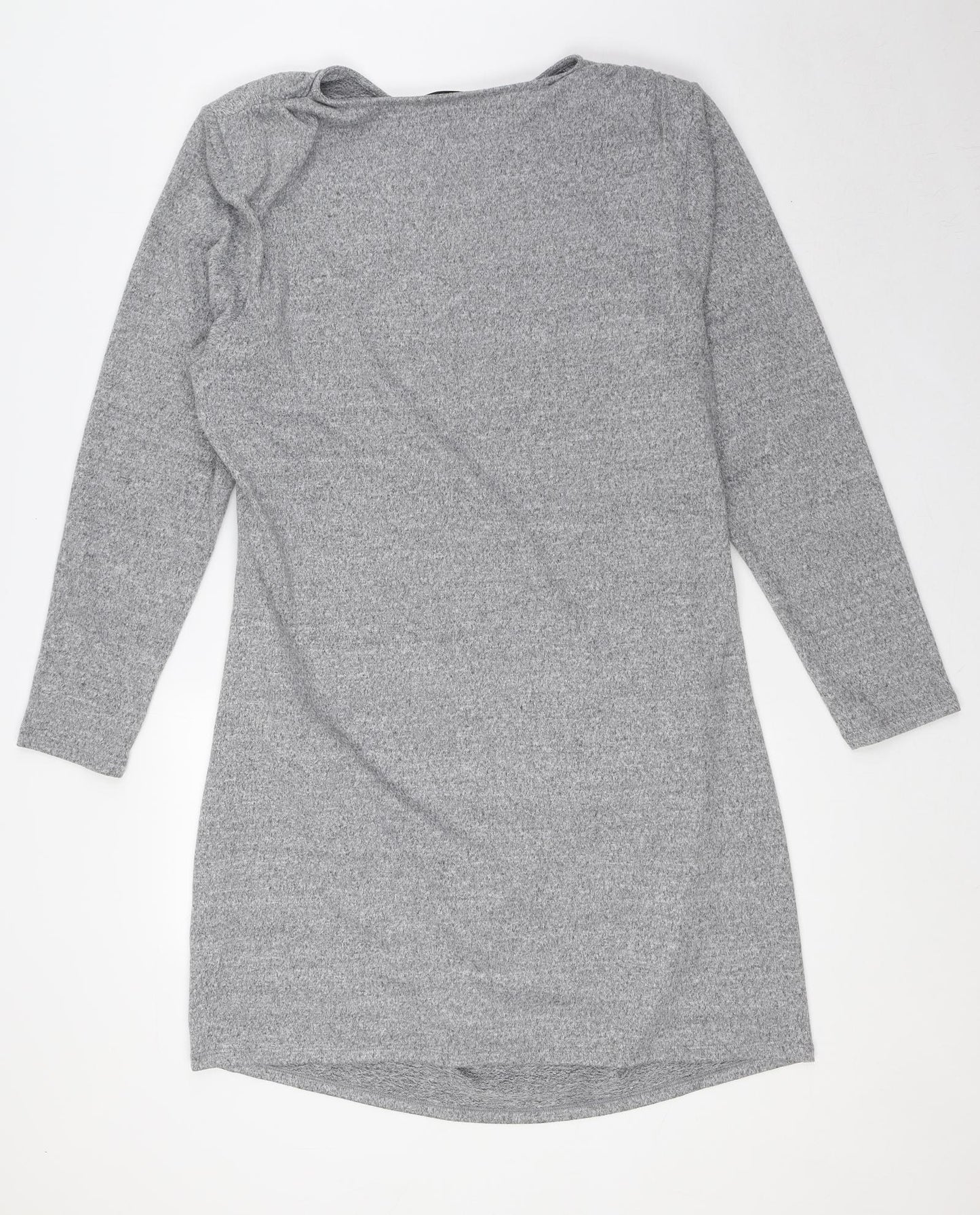 Marks and Spencer Womens Grey Polyester Pencil Dress Size 20 Round Neck Pullover - Shoulder Pads