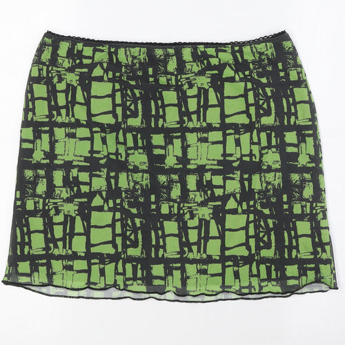 Topshop Womens Green Polyester A-Line Skirt Size L