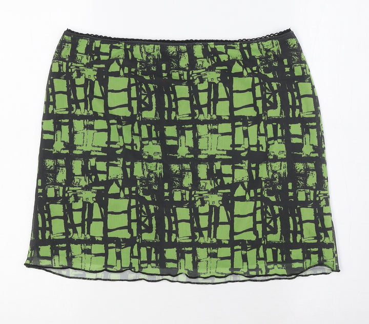 Topshop Womens Green Polyester A-Line Skirt Size L