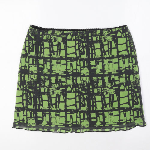 Topshop Womens Green Polyester A-Line Skirt Size L