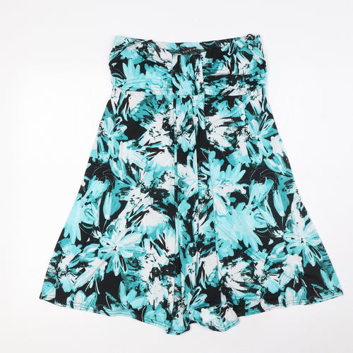 West One Womens Green Floral Polyester A-Line Size 14 Off the Shoulder Pullover - Strapless