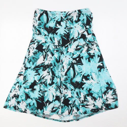 West One Womens Green Floral Polyester A-Line Size 14 Off the Shoulder Pullover - Strapless