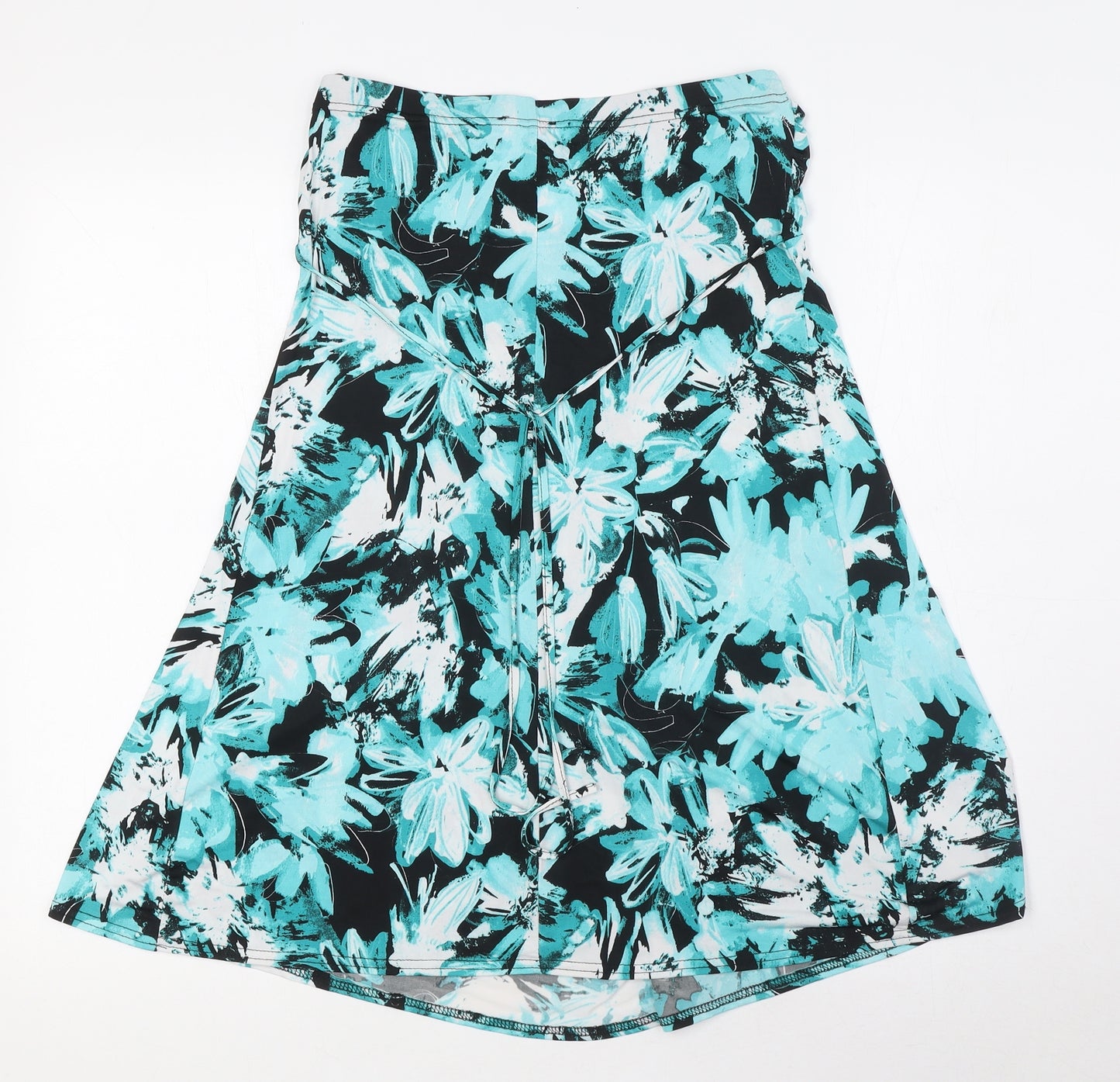 West One Womens Green Floral Polyester A-Line Size 14 Off the Shoulder Pullover - Strapless