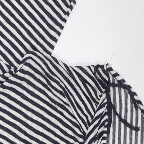 COIN 1804 Womens Blue Striped Viscose Basic Blouse Size M V-Neck