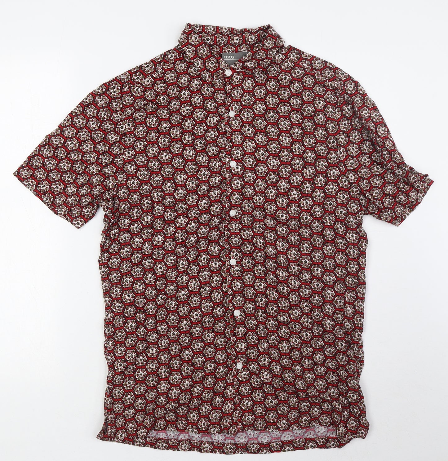 ASOS Mens Multicoloured Viscose Button-Up Size S Collared Button