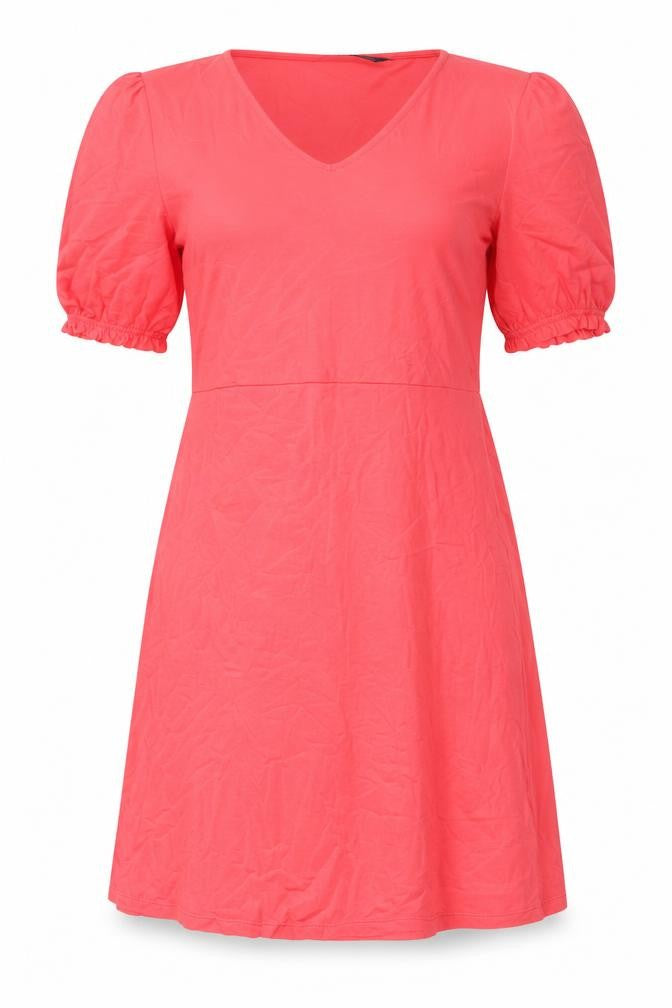 Front view of Marks & Spencer women’s pink viscose a-line, size UK 12, v-neck pullover