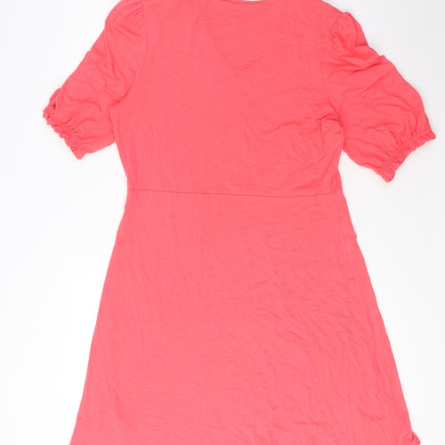 Marks and Spencer Womens Pink Viscose A-Line Size 12 V-Neck Pullover