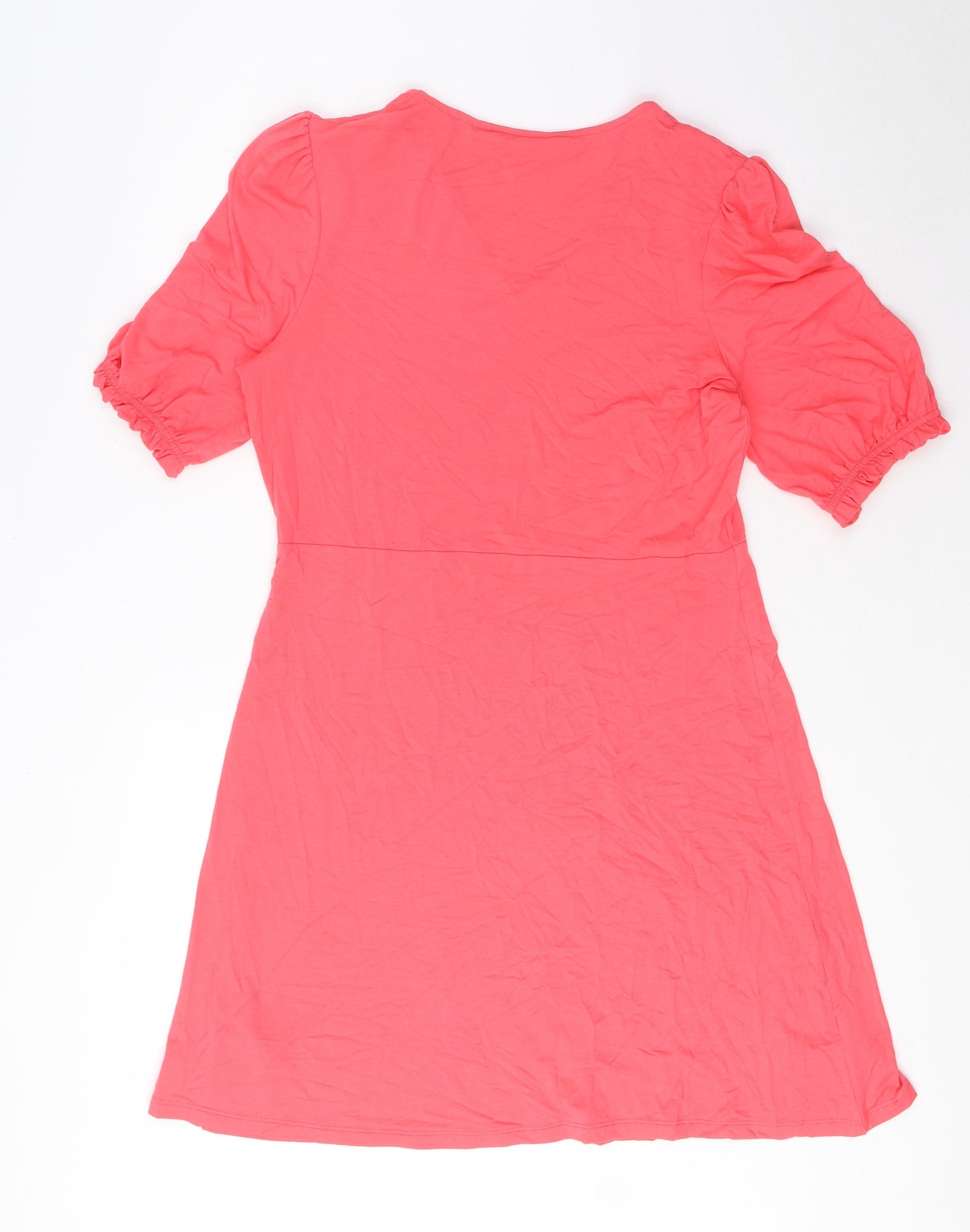 Marks and Spencer Womens Pink Viscose A-Line Size 12 V-Neck Pullover