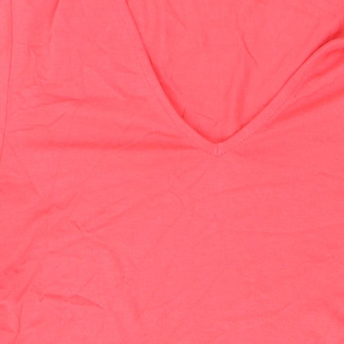 Marks and Spencer Womens Pink Viscose A-Line Size 12 V-Neck Pullover