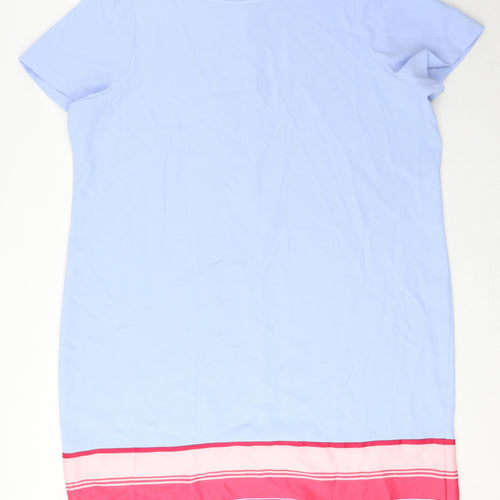 TWIGGY Womens Blue Polyester T-Shirt Dress Size 22 Boat Neck Zip
