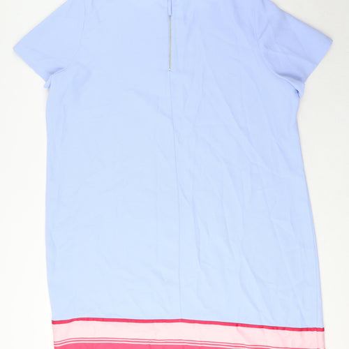 TWIGGY Womens Blue Polyester T-Shirt Dress Size 22 Boat Neck Zip