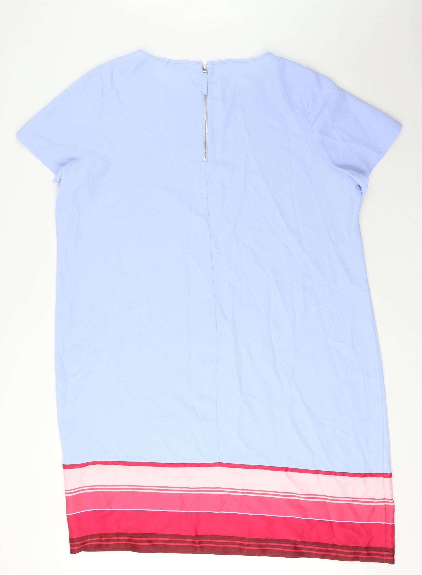TWIGGY Womens Blue Polyester T-Shirt Dress Size 22 Boat Neck Zip