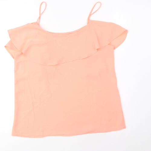 Vera&Lucy Womens Orange Polyester Camisole Blouse Size S Scoop Neck - Ruffles
