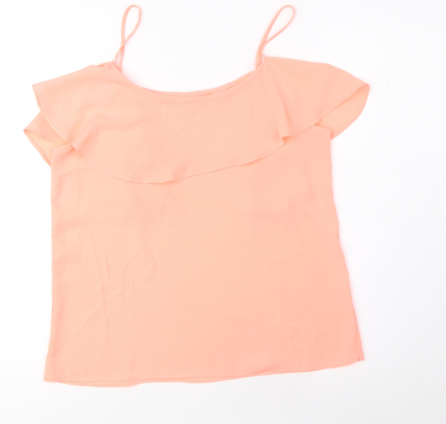 Vera&Lucy Womens Orange Polyester Camisole Blouse Size S Scoop Neck - Ruffles