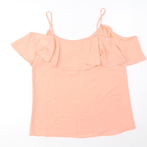 Vera&Lucy Womens Orange Polyester Camisole Blouse Size S Scoop Neck - Ruffles