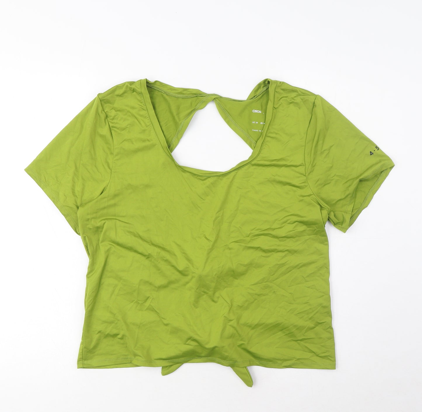 ASOS Womens Green Polyester Basic T-Shirt Size 18 Round Neck - Open Back