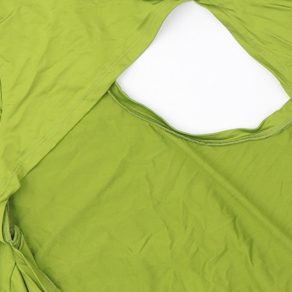 ASOS Womens Green Polyester Basic T-Shirt Size 18 Round Neck - Open Back