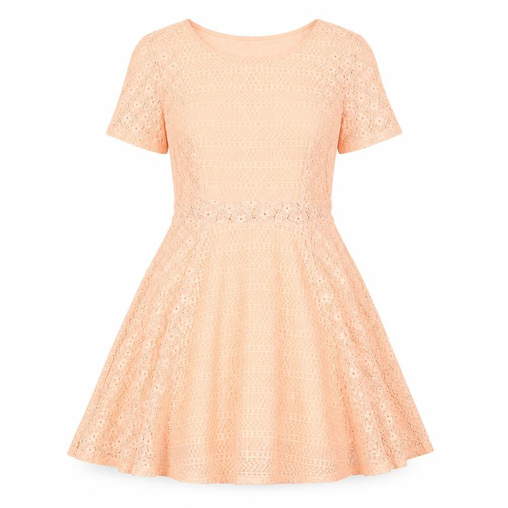 Front view of Divided by H&M women’s orange polyamide a-line, size UK 10, round neck pullover - lace