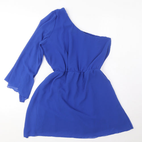 Miso Womens Blue Polyester A-Line Size 14 One Shoulder Pullover