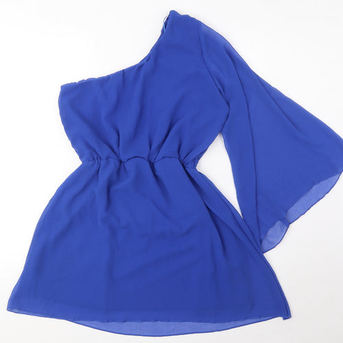 Miso Womens Blue Polyester A-Line Size 14 One Shoulder Pullover