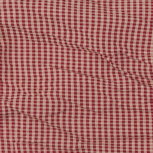 La Redoute Womens Red Check Cotton Basic Blouse Size 8 Round Neck