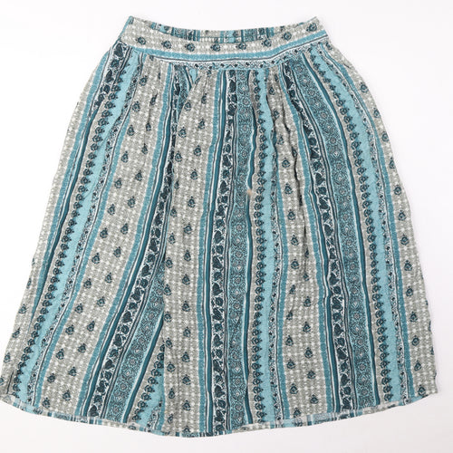 Marks and Spencer Womens Blue Viscose A-Line Skirt Size 10 - Pockets