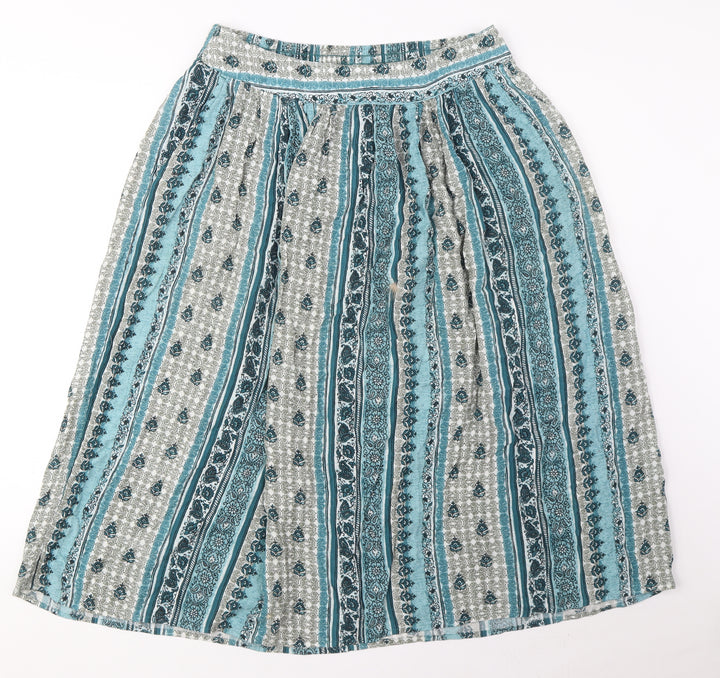 Marks and Spencer Womens Blue Viscose A-Line Skirt Size 10 - Pockets