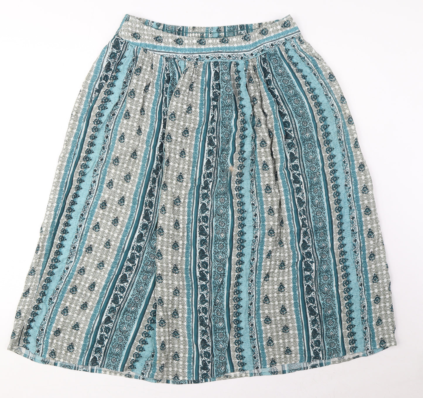 Marks and Spencer Womens Blue Viscose A-Line Skirt Size 10 - Pockets
