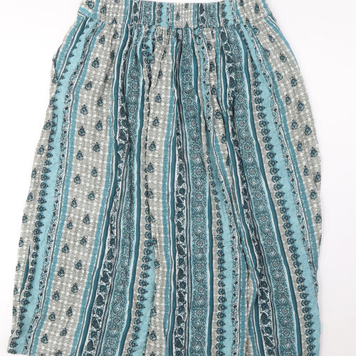 Marks and Spencer Womens Blue Viscose A-Line Skirt Size 10 - Pockets