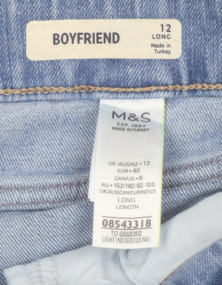 Marks and Spencer Women's Blue Boyfriend Jeans Size 12