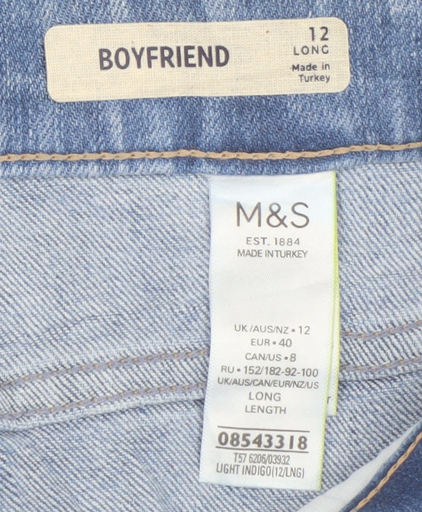 Marks and Spencer Women's Blue Boyfriend Jeans Size 12