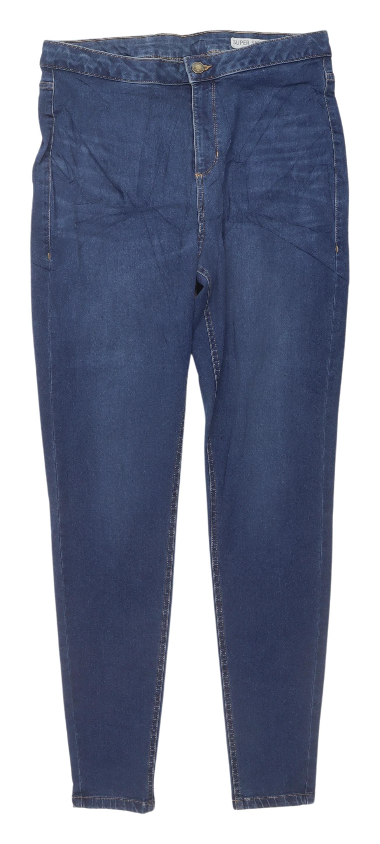 Marks and Spencer Women's Blue Skinny Jeans Size 14 Tall