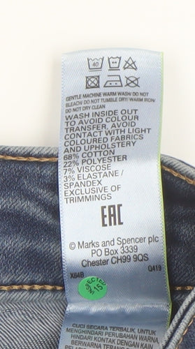 Marks and Spencer Women's Blue Skinny Jeans Size 14 Tall