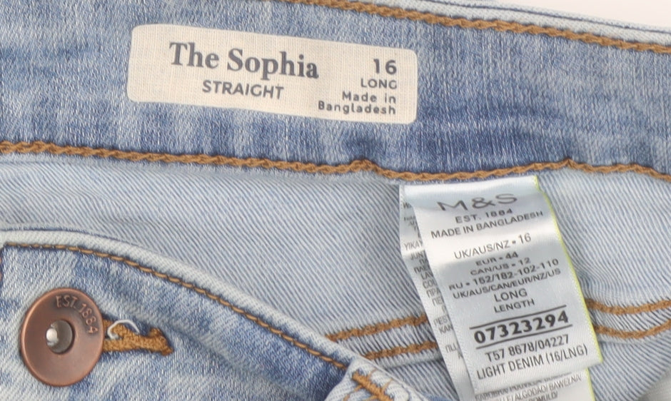 Marks and Spencer Women's Blue Straight Denim Jeans Size 16