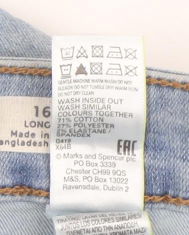 Marks and Spencer Women's Blue Straight Denim Jeans Size 16