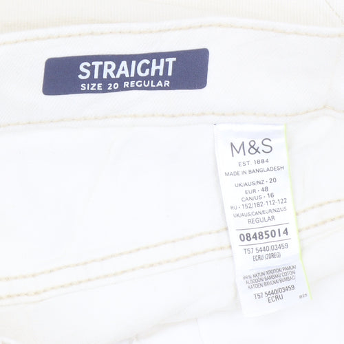 Marks and Spencer Women Ivory Straight Jeans Size 20
