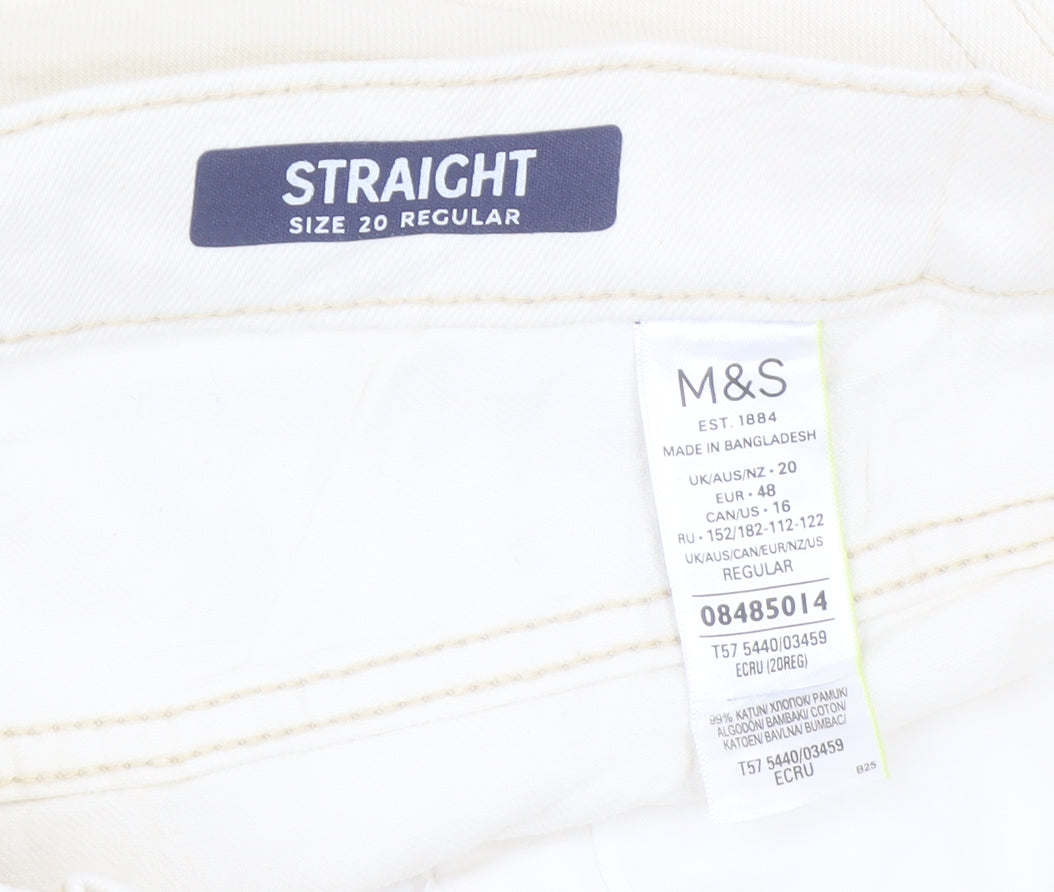 Marks and Spencer Women Ivory Straight Jeans Size 20