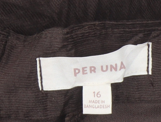 M&S Women's Brown Trousers Size 16 - Elegant & Comfy