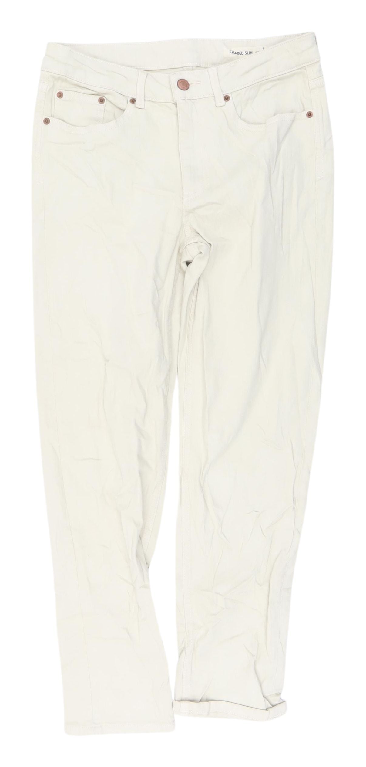 Marks and Spencer Beige Womens Relaxed Straight Jeans Size 8