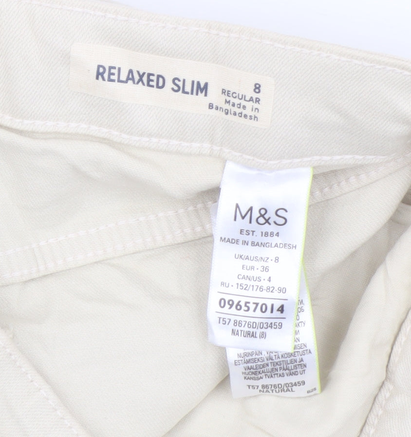 Marks and Spencer Beige Womens Relaxed Straight Jeans Size 8