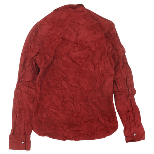 Marks and Spencer Red Corduroy Button-Up Shirt Size 8