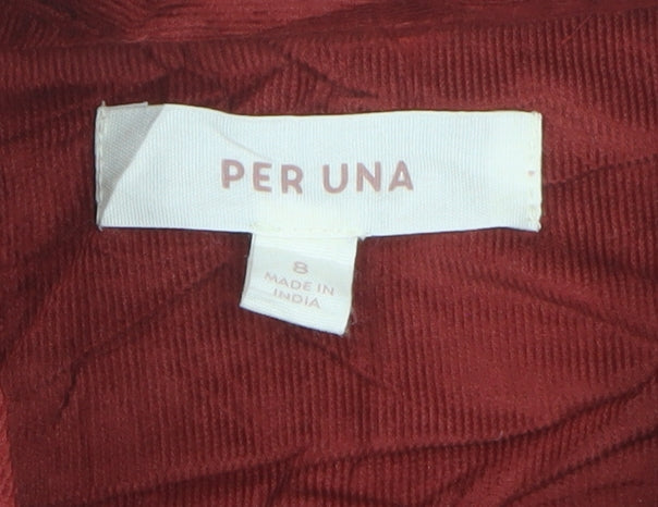 Marks and Spencer Red Corduroy Button-Up Shirt Size 8